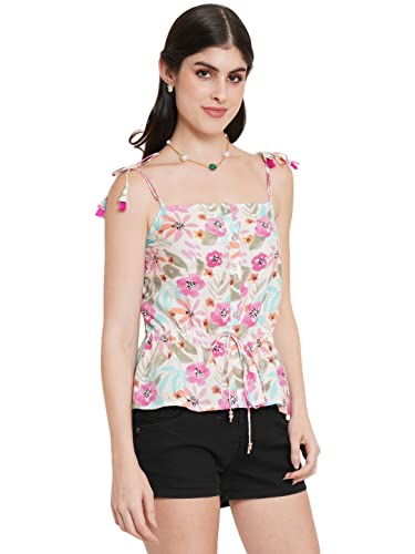 Image of FABRIC FITOOR Women's Cotton White Color Sleeveless Short Crop Top