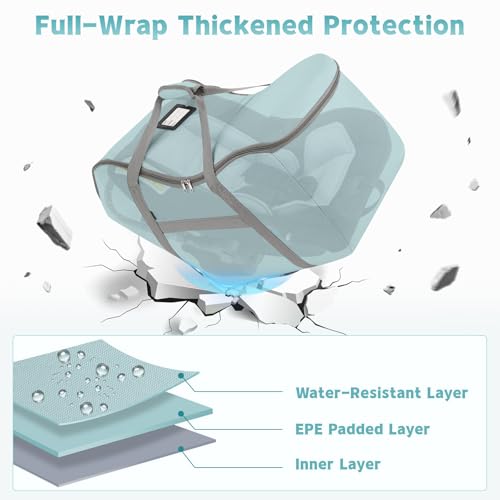 Image of Padded Car Seat Bag Compatible with Most Nuna Pipa Car Seats UPPAbaby MESA V2 without Base & Chicco KeyFit 30 and Base, Car Seat Travel Bag for Airplanes, Light Cyan