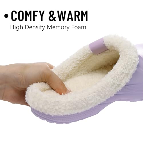 Image of Beslip Fur Lined Clogs for Women & Men Fuzzy Slippers with Memory Foam