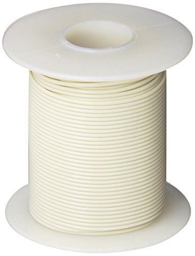 28 AWG Gauge Stranded Hook Up Wire, 100 ft Length, White, 0.0126
