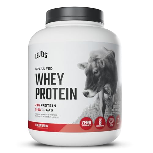 Image of Levels Grass Fed Whey Protein Powder, No Artificials, 24G of Protein, Strawberry, 5LB