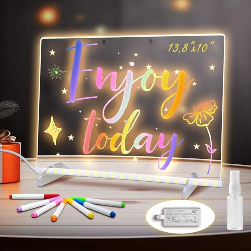 LED Note Board with Colors,13.8'x10' Led Drawing Board for Kids，4 Modes &7 Colors...