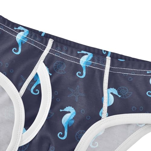 Boys' Underwear Cotton Little Boys Blue Seahorse Starfish Ocean Briefs Soft Toddler Underwear 2T-8Y4