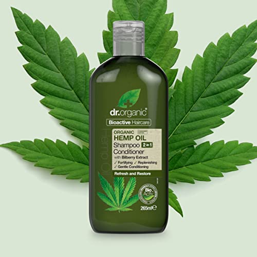 Dr Organic, Organic Hemp Oil 2 In 1 Shampoo & Conditioner, Natural, Vegan, Cruelty Free, Paraben & Sls Free, Eco Friendly Recyclable Packaging, For Women & Men, Palm Oil Free, 265Ml #TOP5