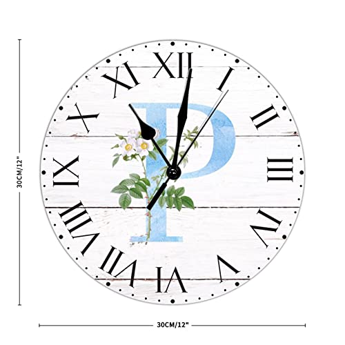 Horloge murale alphabet monogramme P en PVC blanc de 30 cm