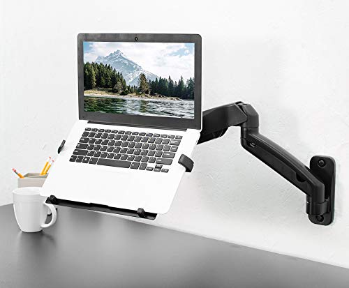 Vivo Height Adjustable Pneumatic Extended Arm Laptop Wall Mount, Full Motion Articulating Notebook Tray, Fits 10 To 15.6 Inch Screen, Black, Mount-V001Gl #TOP1