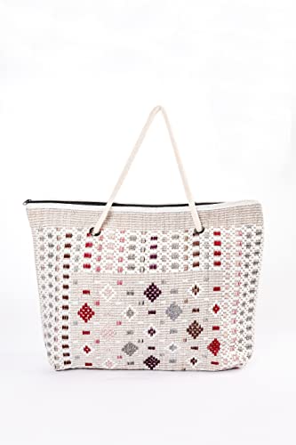 Leo Design Large summer Beach Tote Bag Boho Zipper Closure Bohemian - Image 2