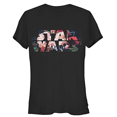 Image of Star Wars Women's Logo Antique Floral Flower Crew Neck Graphic T-Shirt, Black, XL