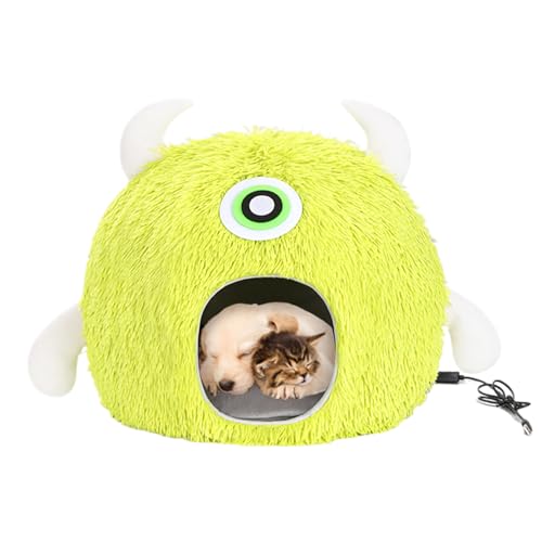 Cuccia per animali domestici riscaldata – Alloggiamento coperto con cuscino riscaldante, scaldabagno regolabile elettricamente, con timer e controllo della temperatura per gatti o cani, ideale per