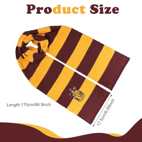 Image of FANCYKU Ha*ry Potter Gryffindor Scarf, Knit Striped Magic College Styles Cosplay Ha*ry Potter Clothes Accessories for Christmas, Halloween, Birthday Themed Party - Ha*ry Potter Merchandise (Yellow)