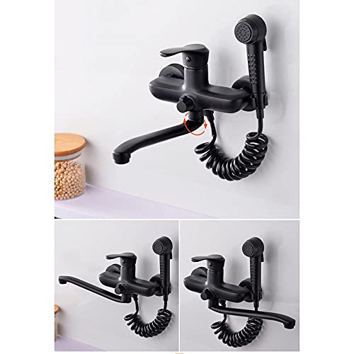 Robinet cuisine mural double trou eau chaude et froide orientable