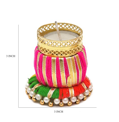 Image of Sanvatsar Designer Damru Tealight Diwali Diya for Home Decoration (Set of 12)