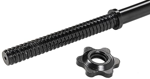 Image of Signature Fitness Standard Threaded Curl Barbell Curl Bar with Collars, 48 inch, Black