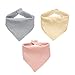 Hinrichsen & Co. Dreieckstücher Lätzchen für Kinder und Babys aus Bio Baumwoll-Musselin in trendigen Farben. 3 Stück. Größenverstellbar. Set mit Baumwolltasche. (Grau, Gelb, Rosa)