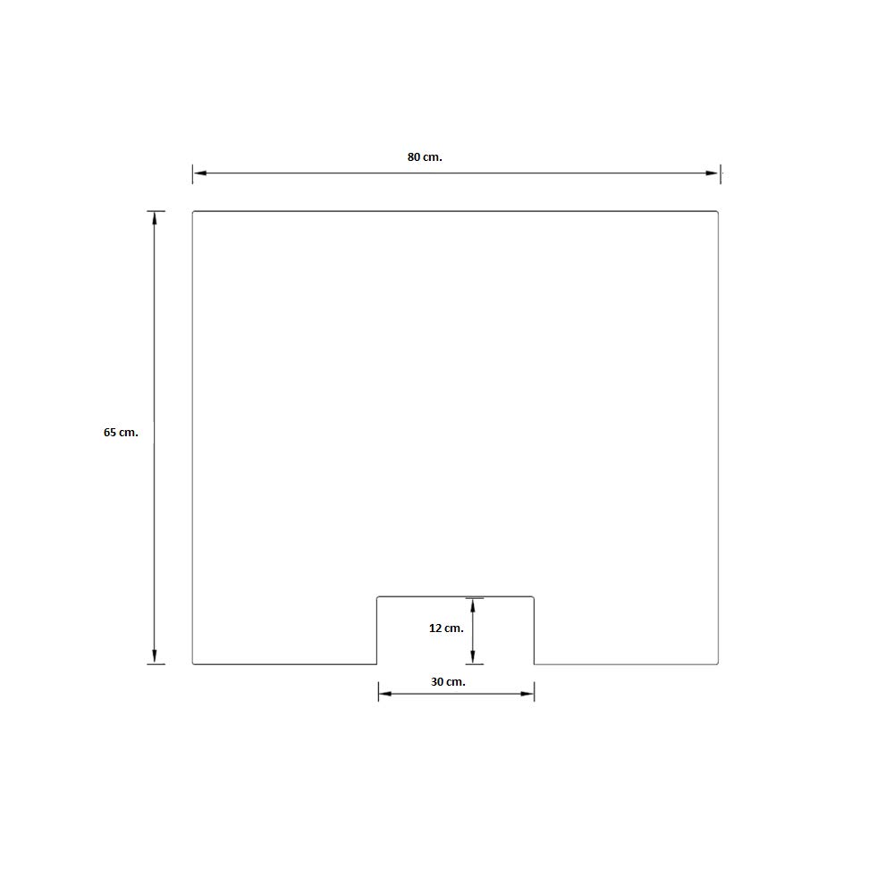 Protector mostrador metacrilato 5mm farmacia tienda - Mampara protectora - Paraban protector - Pantalla protección comercios, hoteles, supermercados (80 x 65 cm)