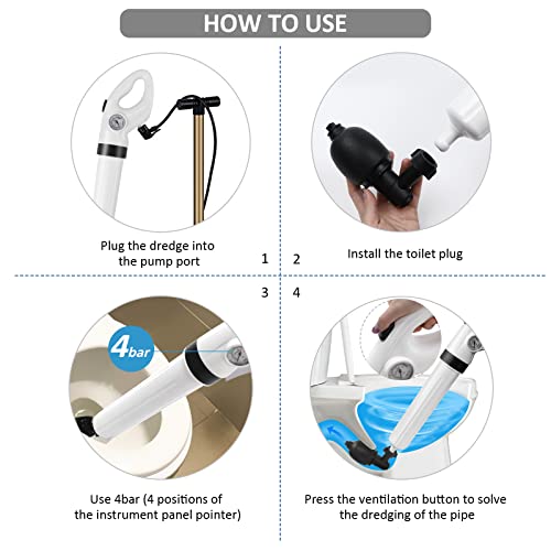 Risingstar Toilet Plunger, Drain Unblocker, Air Drain Blaster Kit，Manual Pneumatic Dredge Equipment，High Pressure Powerful Drain Clog Remover Cleaner, Applied To Toliet, Bathroom, Kitchen. #TOP6