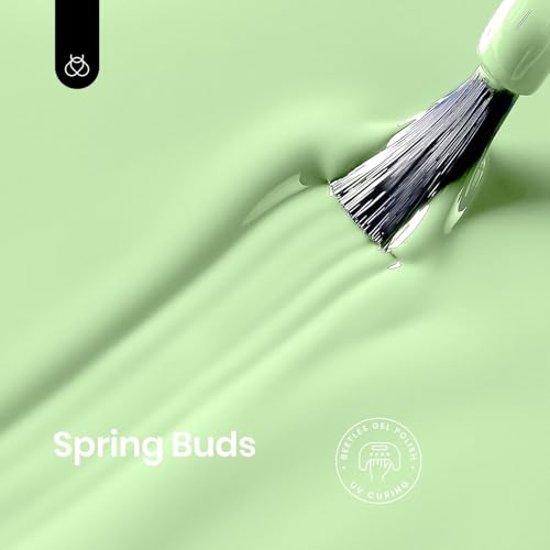 Image of Beetles Mint Green Gel Polish - Summer Buds 15ML /0.51Fl Oz, Lime Light Green Gel Nail Polish, Soak Off UV LED Lamp Pastel Nails Art, Long-Lasting Manicure Salon Bright Summer Day Nails