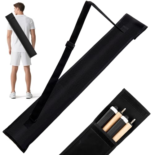 Sosation Pool Cue Case 2 x 2, Pool Stick Case for Holding 2 Butts & 2 Shafts, 32' Long Black Soft Billiard Cue Sling Bag for Men and Women