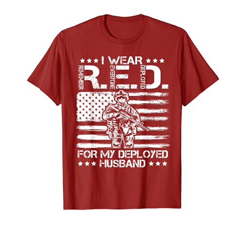I Wear Red For My Husband Remember Everyone Imployed Gift Camiseta