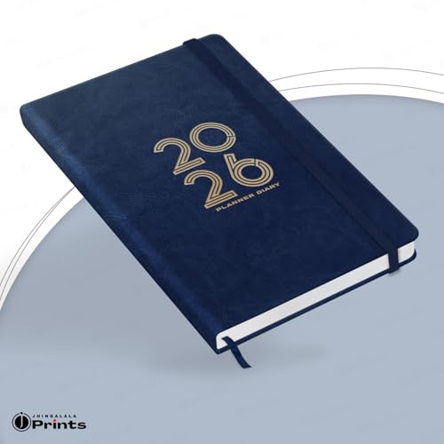 Image of Jhingalala Diaries - Hard Bound Leather Cover 2026 Diary with 365 Dates I Daily Planner Diary 2026 With Calendar | Size A5 15x21 cms (Blue)