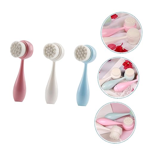 FRCOLOR 3 Pçs Escova De Limpeza Dupla Face Limpador De Poros Escova De Cabelo Escova Facial Limpeza