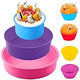 Silicone Cake Mould, Non Stick Baking Tray Pizza Molds Set Included Round Cake Tins Pan 4 Inch 6 Inch 8 Inch and 4Pcs Silicone Baking Cups