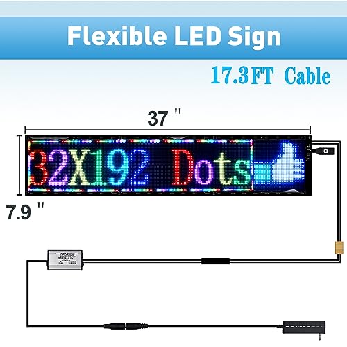 Double Row Scrolling LED Sign,Programmable Flexible LED Matrix Panel,Bluetooth APP Control,DIY Text, Patterns, Animations — view 3