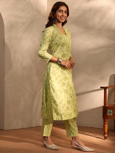 Image of Libas Printed Cotton Straight Kurta With Trouser and Dupatta