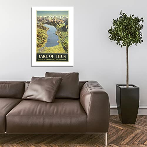 Affiche lac de Thun Suisse cadeau idéal grand format avec cadre