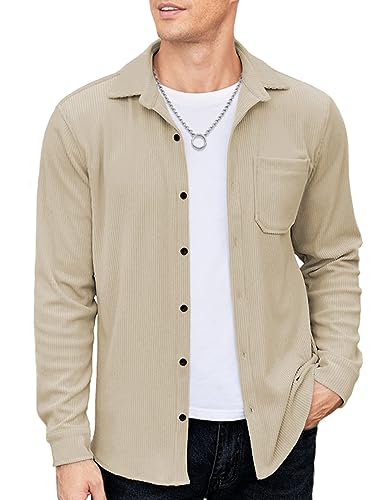 COOFANDY Cordhemd Herren Hemd Langarm Hemdjacke Cordjacke Langarmhemd...