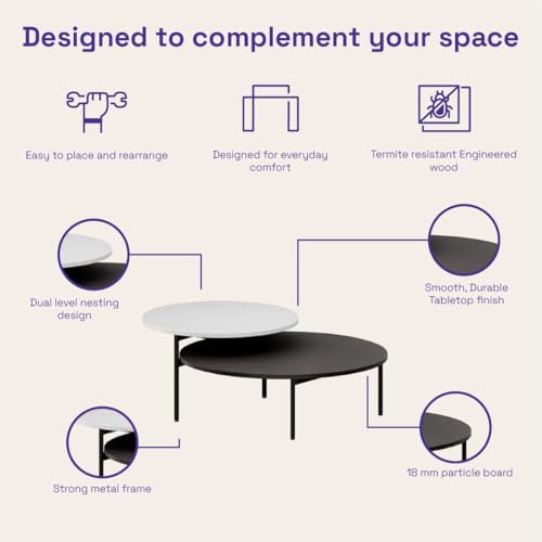 Image of Wakefit Center Table | 1 Yr Warranty | Coffee Table for Living Room Wooden, Tea Table for Living Room Wooden, Sofa Table, Free Installation from Brand, Modern Multi-Functional & Wobble-Free(Arkive)