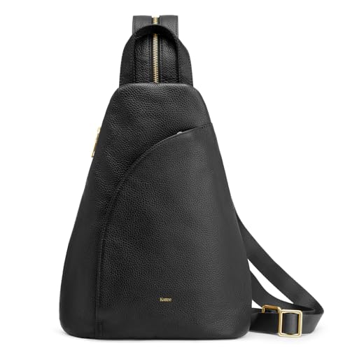 Kattee Sling Bag für Damen Umhängetasche Gürteltasche Brusttasche Top-Grain-Leder Tagesrucksack RFID-blockierend Reisen