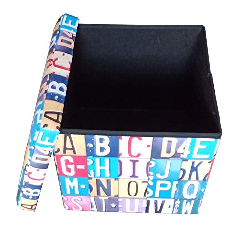 Quadratischer Retro Fußhocker Stauraum Klapphocker Sofa Seitenfußhocker Leder Stauraum Hocker gepo