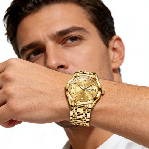Image of OLEVS Watches for Men Business Diamond Easy Read Men's Wristwatch Analog Luxury Date Stainless Steel Waterproof Luminous Dress Mens Watches
