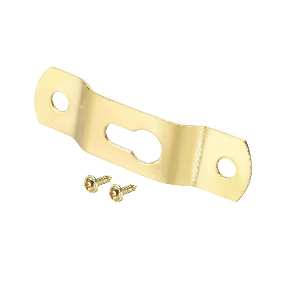 TA-VIGOR 49mm x 13mm Keyhole Hanging Plates with Screws, Golden Iron Picture Frame Hooks for Hanging Pictures, Photo Frames, Wall Hooks, Picture Hanging Hardware Kit – 20 Pcs