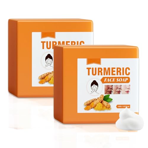 Jabón Natural de Cúrcuma, Fórmula de Limpieza Profunda Reduce el Acné Desvanece las Cicatrices Ilumina la Piel, Apto para Cara y Cuerpo Todo Tipo de Piel
