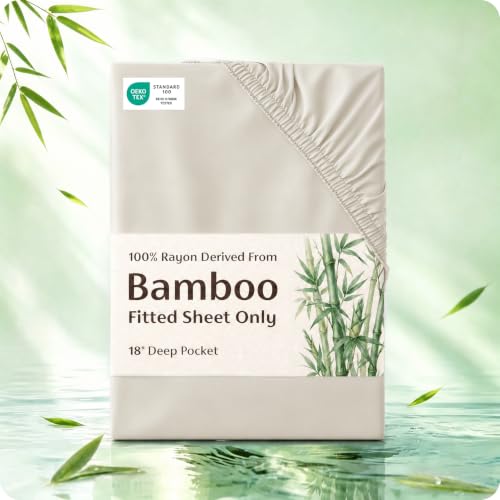 Image of Bedsure PureWoven Queen Fitted Sheet Qnly, 100% Rayon Derived from Bamboo
