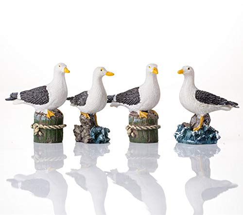 Homerry Garden Bird Statue - 4Pcs Small Seagull Décor Birds Figurines Ornaments - Best Indoor Outdoor Statues Yard Art Figurines For Patio Lawn House #TOP1