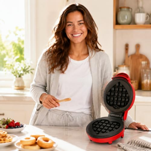 Heart Shaped Waffle Maker Mini Non-Stick Waffle Machine for Breakfast Lunch - image 6