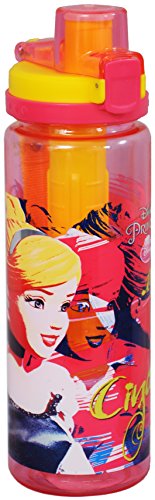 Disney Cinderella Plastic Sipper Bottle, 750ml, Pink/Yellow