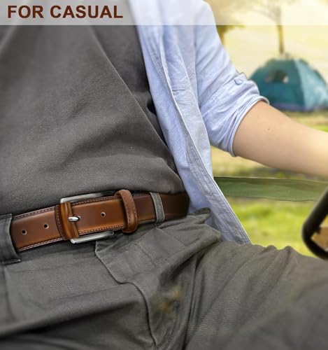Image of Contacts Men's Genuine Leather Pin Buckle Belt | Leather Belt for Men Classic Designs for Work & Business Casual
