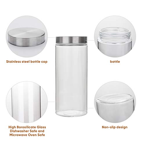 Glass Kitchen Storage Canister Jars Set with Stainless Steel Lids For The Kitchen-27/44/57/71 OZ.(4-pack Assorted)