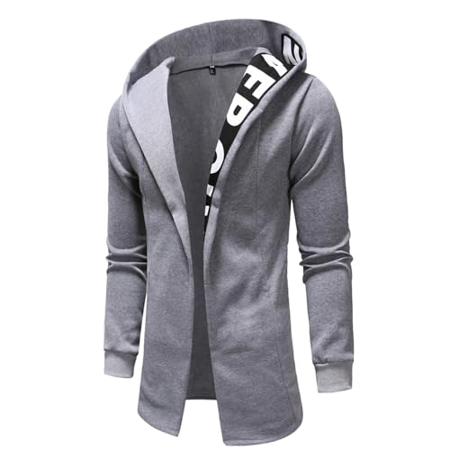 Hoodies for Men Long Sleeve Solid Color Hooded Sweatshirts Fashion Print Loose Casual Jacket Fall Cozy Outwear Coat3