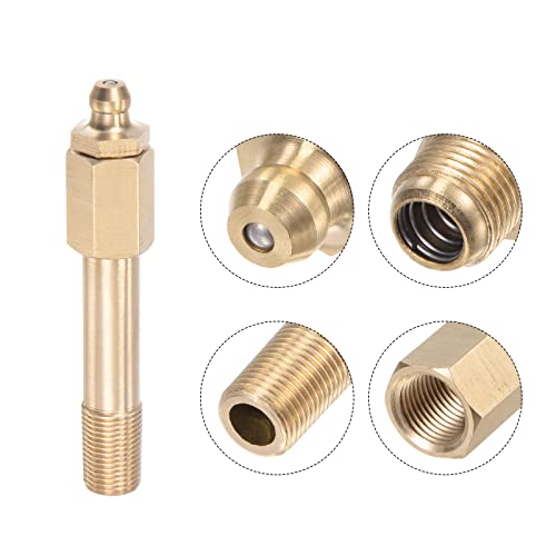 Image of uxcell Brass Straight Grease Fitting G1 /8 Thread 60mm Length Hydraulic Grease Fitting Accessories