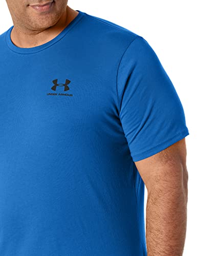 Image of Under Armour Sportstyle Left Chest Short Sleeve T-Shirt, Brilliant Blue (787) /Black, X-Small