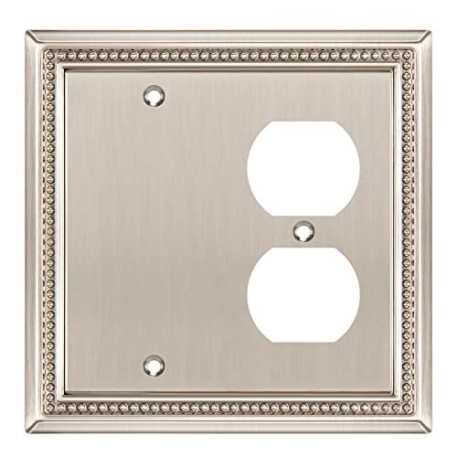 Image of Henne Bery Sunken Pearls Heavy Duty Decorative Wall Plate Switch Plate Outlet Cover (Blank /Duplex, Satin Nickel)