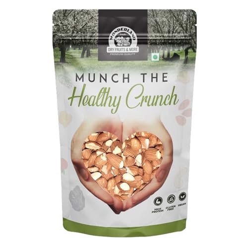 Image of Wonderland Foods 450g California Broken Almond (Badam) Pouch | 100% Natural | Badam Giri | High in fiber & Boost Immunity | Crunchy Real Nuts | Gluten-free & Zero Cholesterol