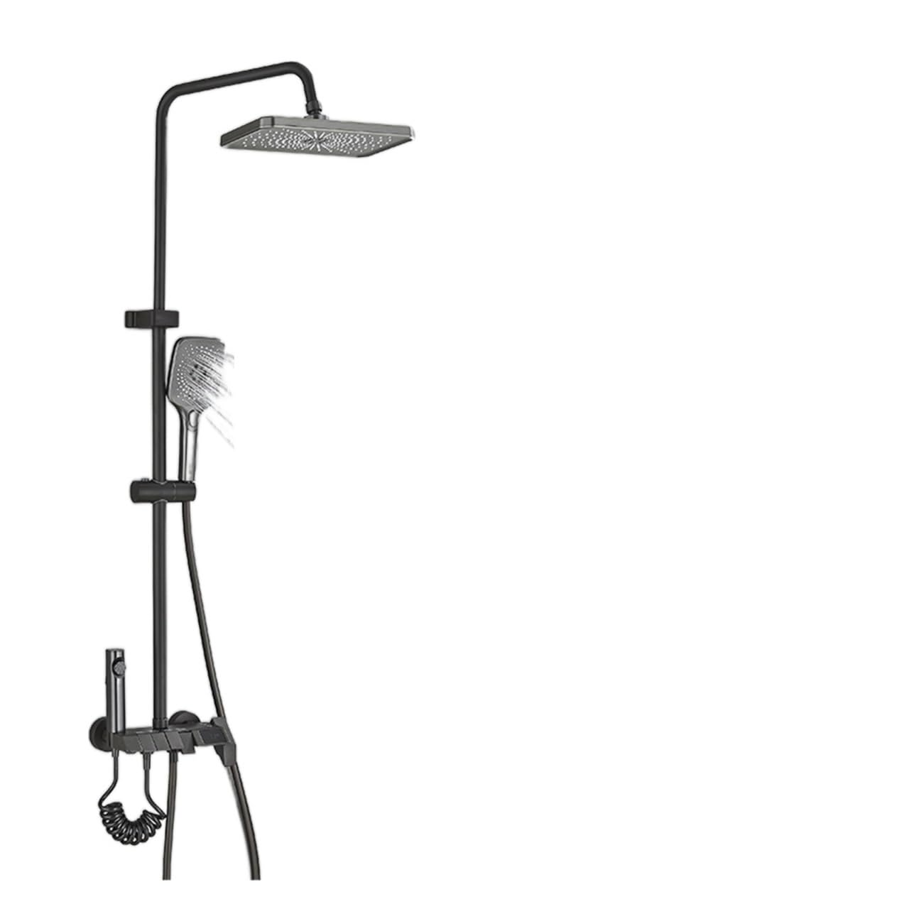 Soywim Grey Digital A Shower System, Grey Piano Digital Shower Set Intelligent Brass Bathroom Faucets Hot Cold Waterfall Tap Rainfall Gray System(Grey Digital A)