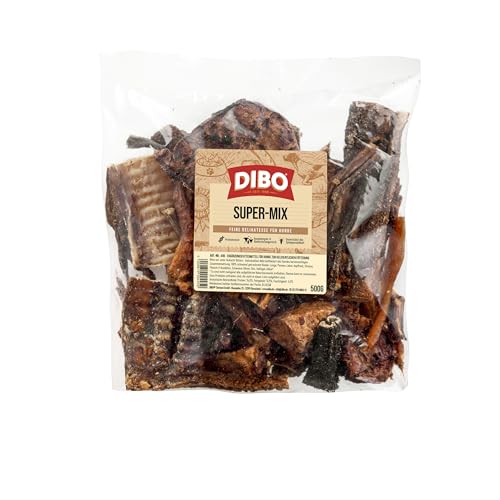 DIBO Super-Mix, 500g-Beutel, der kleine Naturkau-Snack oder Leckerli für Zwischendurch, Hundefutter, Qualitätskauartikel ohne Chemie, von allem etwas zum Probieren!