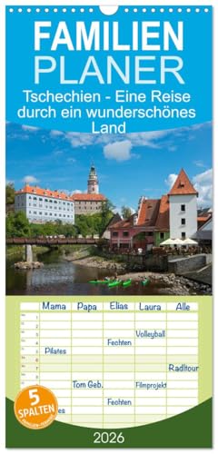 Familienplaner 2026 - Tschechien - Eine Reise durch ein wunderschönes Land mit 5 Spalten  Wandkalender 21 cm x 45 cm  CALVENDO  Tschechien im .. ist immer eine Reise wert  CALVENDO Orte